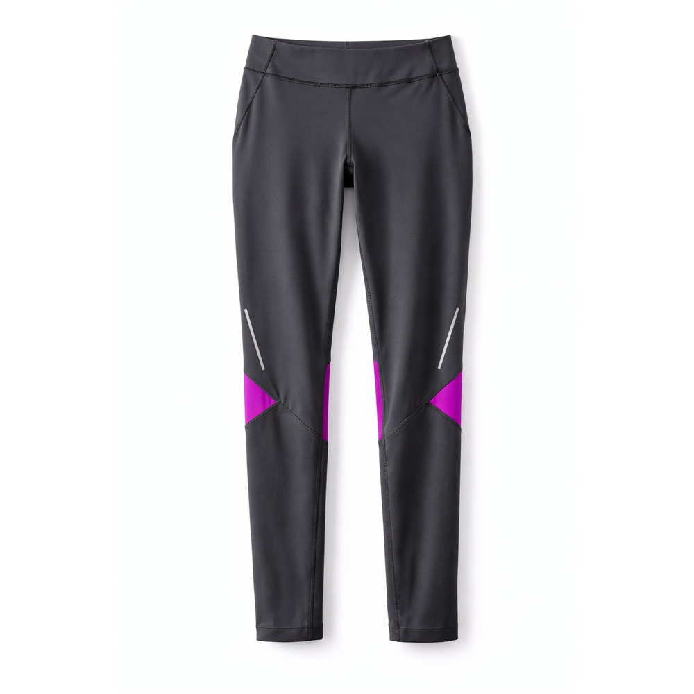 Hind Gray Purple Athletic Running Leggings Zip Pocket Stretch Training Pants M